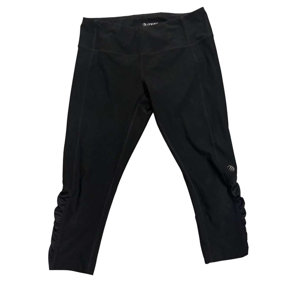 MPG Womens Black Cropped Ruched Leggings Size Medium Activewear Yoga Pants